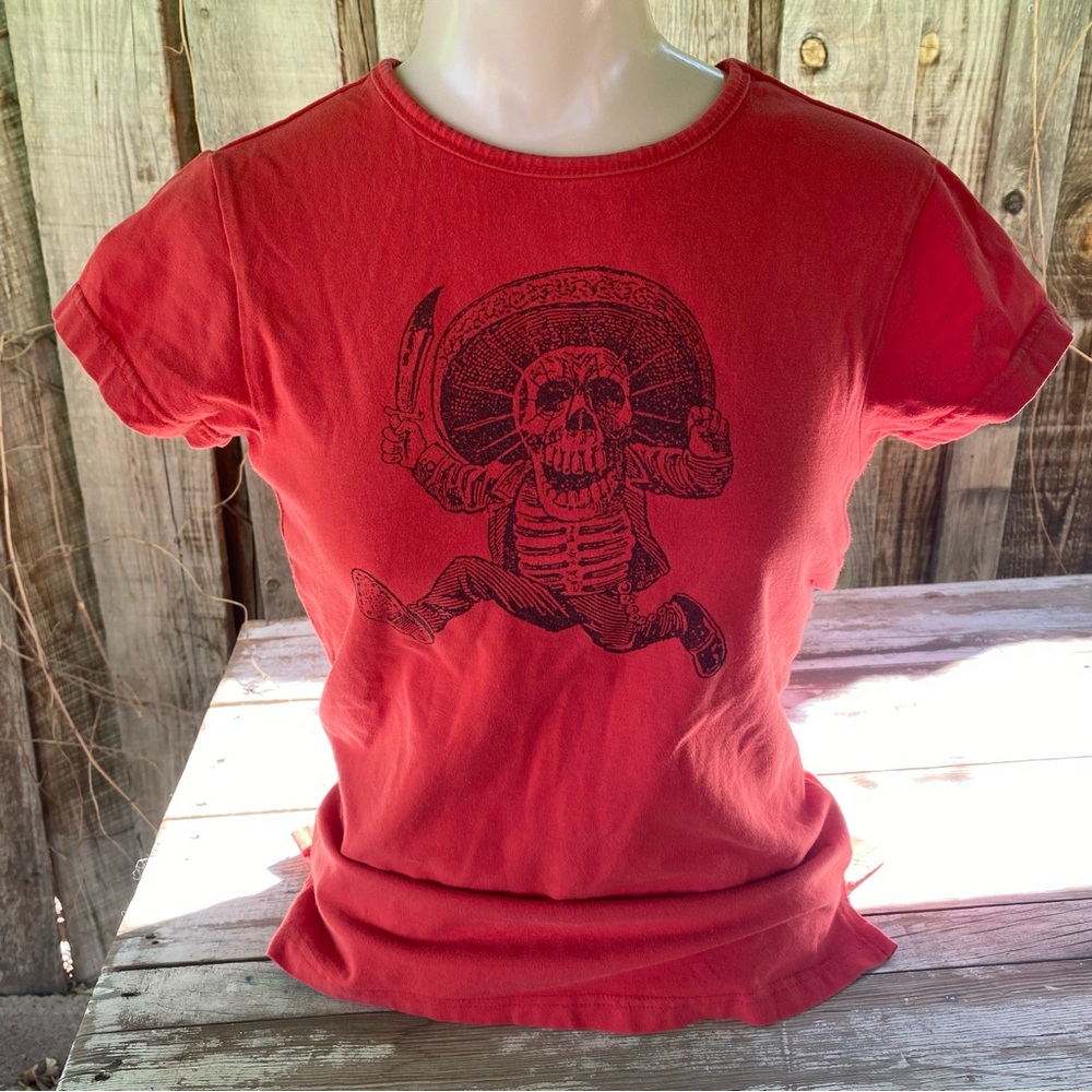 Red day of the dead tshirt size medium skeleton dia de los muertos
